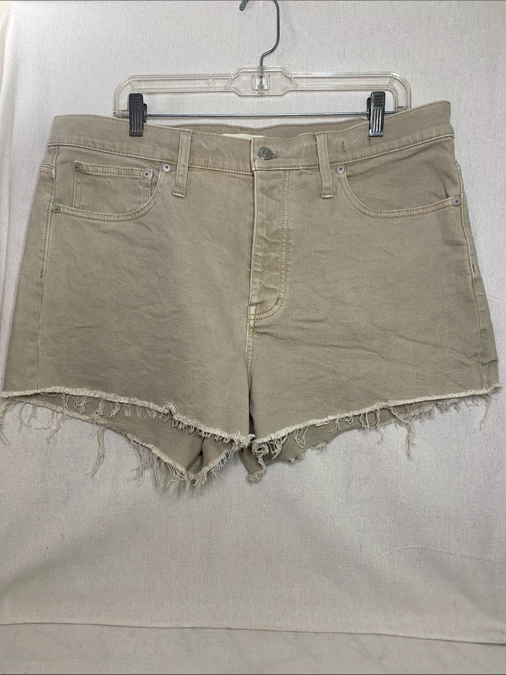 Madewell Kacki Relaxed Denim High Rise 100% Cotton Shorts Size 32